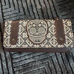Loungefly Black and Cream Skull Pattern Wallet